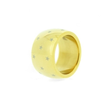 Anillo de Acero, tono dorado, figuras de estrellas