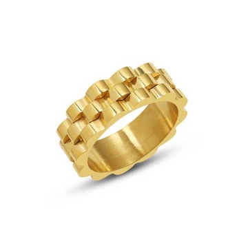 Anillo de Acero Tono Dorado