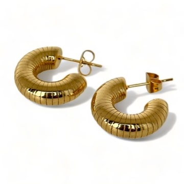 Aretes de Acero Tono Dorado