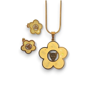 Juego Flower, Tono Dorado con Amarillo